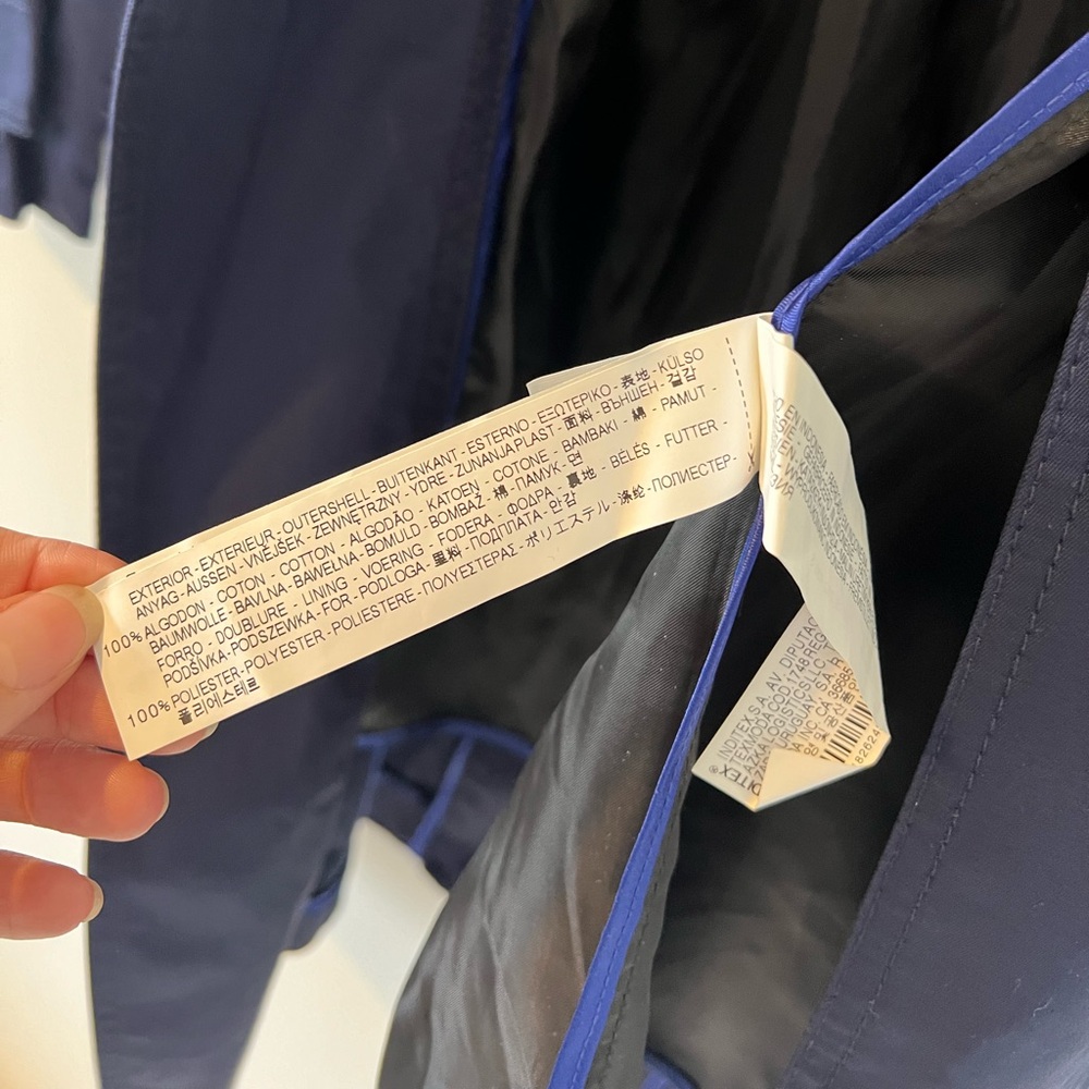 NWT Zara navy blue trench coat jacket cotton double breasted belted small - Picture 11 of 11